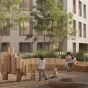 Plac zabaw przy inwestycji Kameralna, Warszawa Mokotów