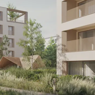Tereny zielone przy inwestycji Kameralna, Warszawa Mokotów