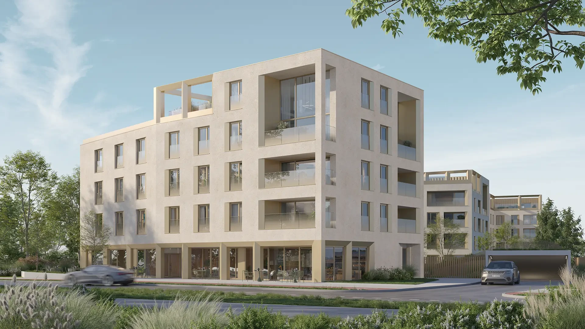 Budynek inwestycji Kameralna przy placu zabaw, Warszawa Mokotów