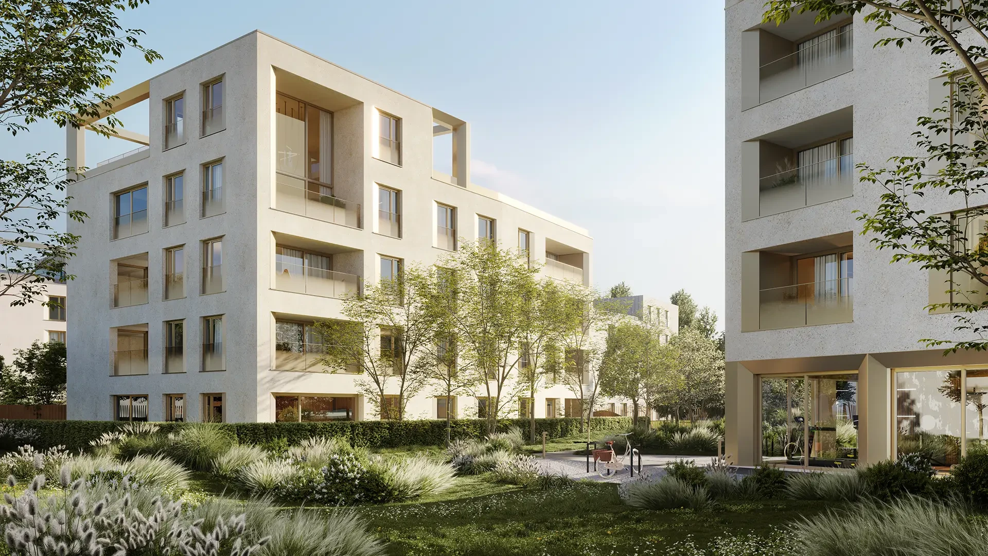 Budynek inwestycji Kameralna przy placu zabaw, Warszawa Mokotów